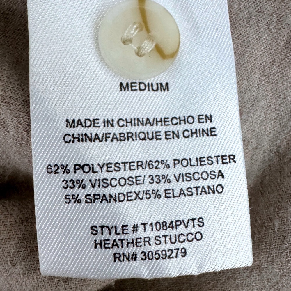 Thread & Supply Lewis Button Down Shirt Heather Stucco Beige Knit Size Medium - Picture 6 of 7